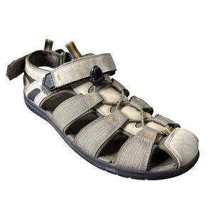 Vionic Nate Mens 11 Taupe Leather Fisherman Sandals Orthotic ASR1595 Walking